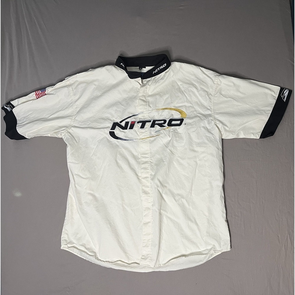 Nitro Fishing Shirt Jersey Men's Size 2XL White  Long Sleeve Button Up